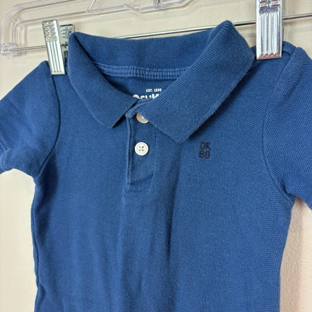 OshKosh B'Gosh Bundle Size 18M Orange Plaid Vestbak Shortalls Blue Polo Bodysuit
